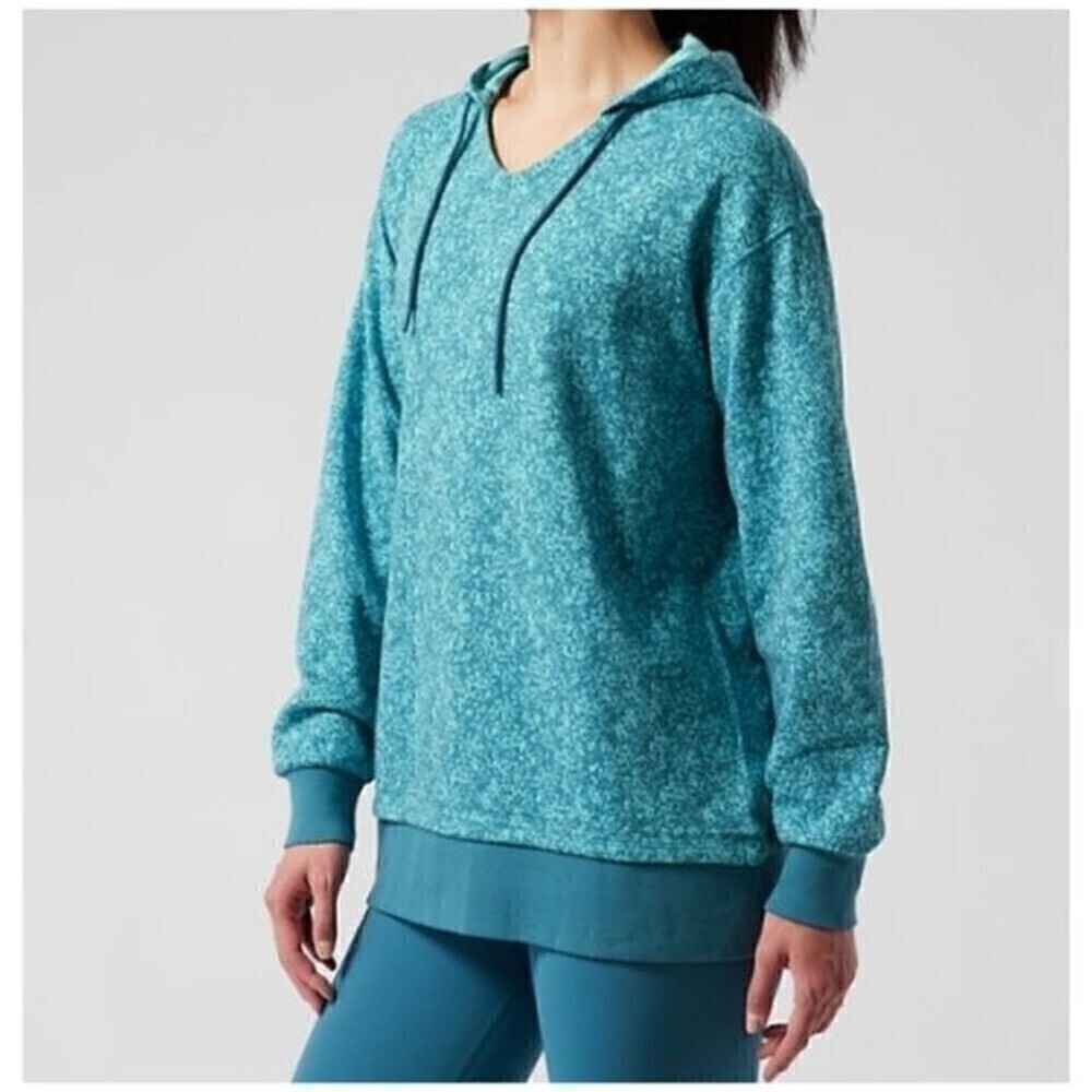 Athleta Sundown Alliance Floral Oversized Long Sleeve Hoodie Turquoise Size M